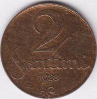(1928) Монета Латвия 1928 год 2 сантима   Бронза  XF