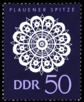 (1966-036) Марка Германия (ГДР) "Цветок"  фиолетовая  Кружево II Θ