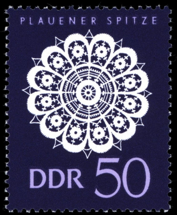 (1966-036) Марка Германия (ГДР) &quot;Цветок&quot;  фиолетовая  Кружево II Θ