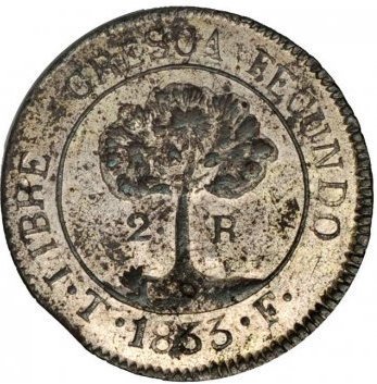 (№1832km19) Монета Гондурас 1832 год 2 Reales