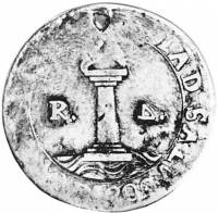(№1828km8.1) Монета Сальвадор 1828 год 4 Reales (Предварительная чеканки. Р. 4. с ретроградной 4)