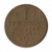 (№1725km167) Монета Германия (Германская Империя) 1725 год 1 Pfennig
