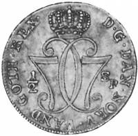 (№1776km252) Монета Норвегия 1776 год 1/2 Speciedaler