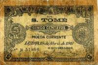() Банкнота Сан-Томе и Принсипи 1918 год 5  ""   UNC