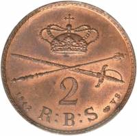 (№1842km728) Монета Дания 1842 год 2 Rigsbankskilling