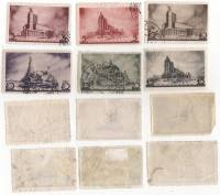 1937-08-12 14 Серия Набор марок 6 шт СССР Перф лин 12¼  Архитектура Москвы II Θ