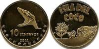 (2014) Монета Остров Коко 2014 год 10 центаво "Варан"  Латунь  UNC
