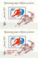 1979-026 057  Серия блоков (2 шт) СССР  С надп и без Чемпионат мира и Европы по хоккею III O