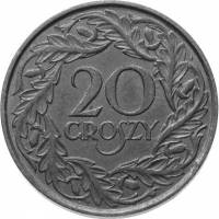 (№1923) Монета Польша 1923 год 20 Groszy