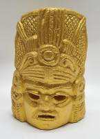 Маска статуэтка идол инки майя ацтеки бетон Мексика золотой цвет
