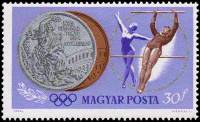 (1965-003) Марка Венгрия "Гимнастика"    Медалисты сборной Венгрии на летних олимпийских играх 1964 