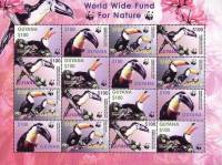 (№2003-7626) Лист марок Гайана 2003 год "Общие Тукан токо Тукан Ramphastos Channelbilled пандус", Га