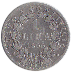 () Монета Ватикан 1866 год   &quot;&quot;     VF