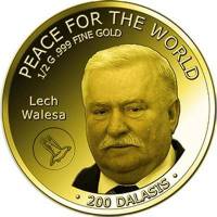 (№2015) Монета Гамбия 2015 год 200 Dalasis (Лех Валенса)