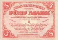 1919 Банкнота Митава Западная добровольческая армия 1919 год 5 марок  С конгревом  XF