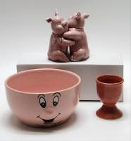 Набор для специй обнимающиеся поросята салатник подставка под яйцо розовая посуда 