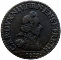 (№1613km12.3) Монета Франция 1613 год 2 Liards