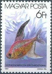 (1987-006) Марка Венгрия "Орнатус красноточечный"    Декоративные рыбки II &Theta;