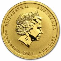 (,) Монета Австралия 2009 год 5 долларов   Биметалл (Платина - Золото)  UNC