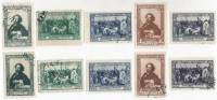 1944-56-65 Серия Набор марок 10 шт СССР Разные виды перф  И.Е. Репин 100 лет со дня рождения II Θ