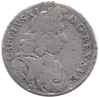 1688 Монета Швеция 1688 год 1 марка Карл XI  Серебро Ag 694  VF