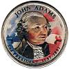 02p Монета США 2007 год 1 доллар Джон Адамс  Вариант №2 Латунь  COLOR. Цветная