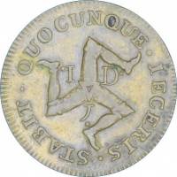 (№1733km5b) Монета Остров Мэн 1733 год 1 Penny (Джеймс Стэнли)