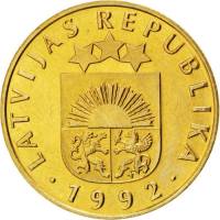 () Монета Латвия 1992 год 20  ""   Латунь, покрытая Никелем  UNC