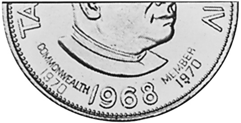 (1968) Монета Тонга 1968 год 2 паанга &quot;Тауфаахау Тупоу IV&quot;  Надчекан 1970 Позолота  UNC