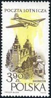 (1957-047) Марка Польша "Музей в Щецине"   Самолет над городами II Θ