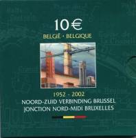 (01) Монета Бельгия 2002 год 10 евро "Бельгийские железные дороги"  Серебро Ag 925  Буклет