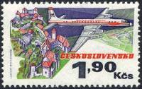 1973-054 Марка Чехословакия Ильюшин IL-18   50-летие Чехословатских авиалиний III O