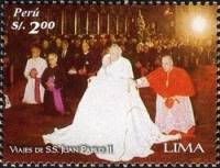 (№2006-2115) Марка Перу 2006 год "Визиты Папы Римского Иоанна Павла II", Гашеная