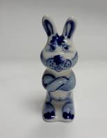 Фарфоровый сувенир "Заяц", гжель