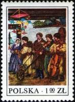 (1977-028) Марка Польша "Пасхальный петух"    Народные обычаи III Θ