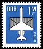 (1982-096) Марка Германия (ГДР) "Самолет"  синяя  Авиапочта II Θ
