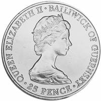 (№1980km35) Монета Гернси 1980 год 25 Pence (80-летие королевы-матери)