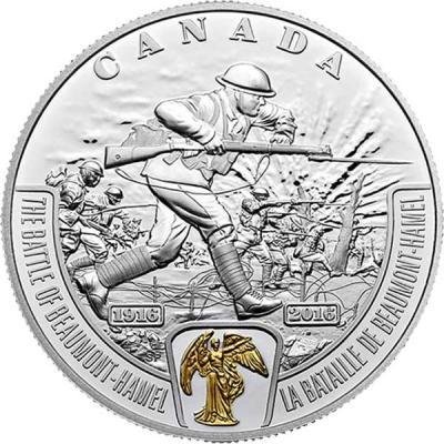 (2016) Монета Канада 2016 год 20 долларов &quot;Битва при Бомон-Амель&quot;  Серебро Ag 999  PROOF