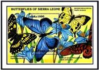 (№1993-223) Блок марок Сьерра-Леоне 1993 год "Синий ласточкин хвост papilio zalmoxis", Гашеный