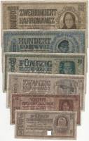 1942 6 штук 5 10 20 50 100 200 карбованцев Набор банкнот Германия Оккупация Украины  год    F