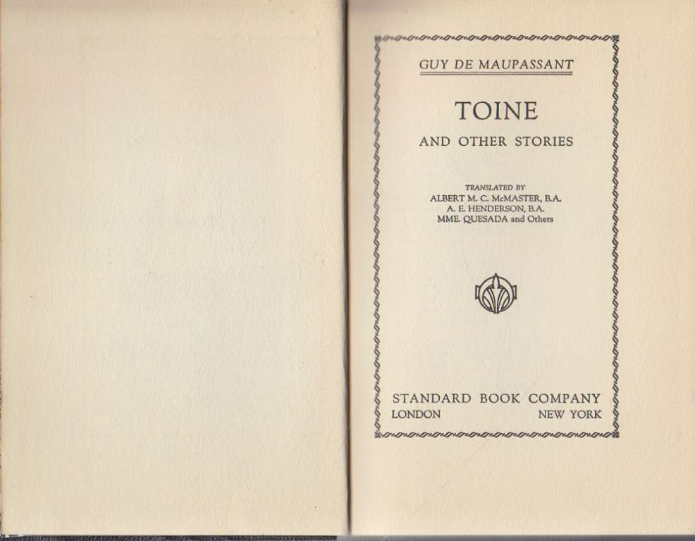 Книга &quot;Toine and other stories&quot; Не указан G. de Maupassant Лондон Твёрдая обл. 245 с. Без илл.