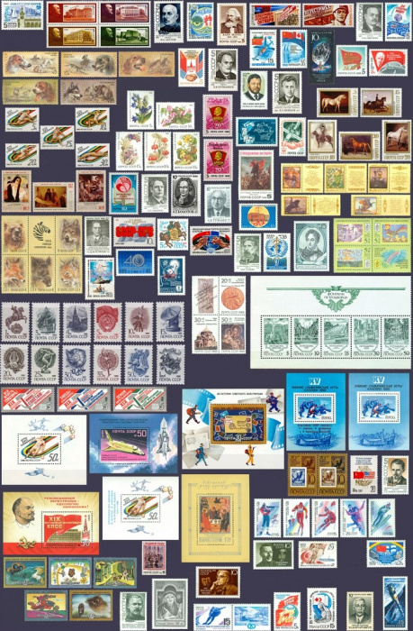 (1988-год) Годовой набор марок СССР &quot;104 марки, 6 сцепок и 8 блоков&quot;   , III O