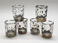 Стопки стекло граненые золочение 6 штук высота 6 см