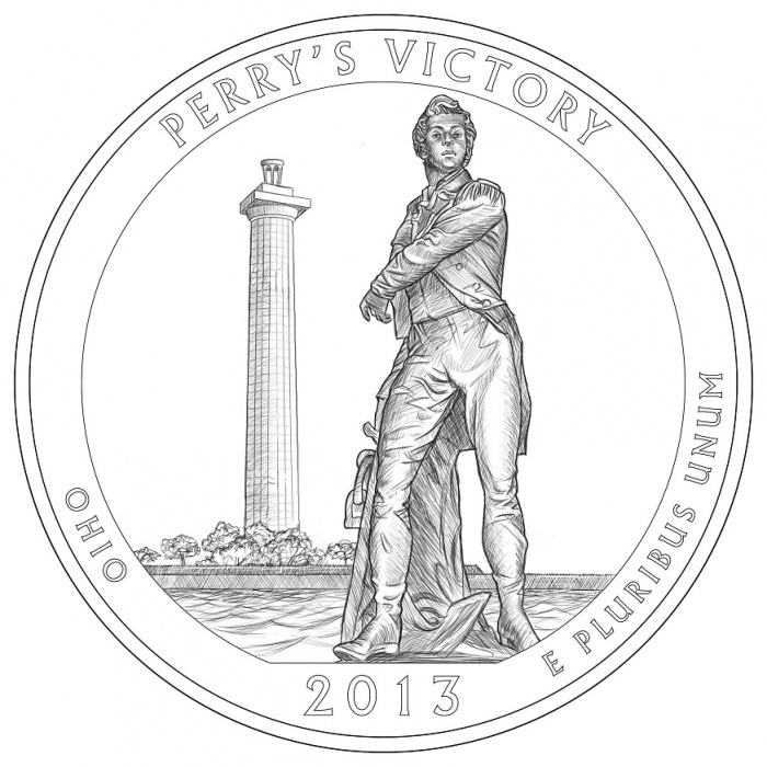 (017s) Монета США 2013 год 25 центов &quot;Мемориал мира&quot;  Медь-Никель  UNC