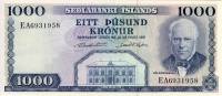 () Банкнота Исландия 1961 год 1 000 крон "Йоун Сигурдссон"   UNC