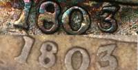 (1803, большая 8) Монета США 1803 год 5 центов  3. Драпированный бюст, геральдический орёл Серебро A