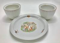 Тарелка + 2 чашки, фарфор, ГДР