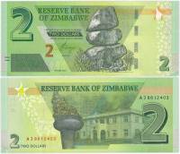 (,) Банкнота Зимбабве 2019 год 2 доллара "Балансирующие скалы"   UNC