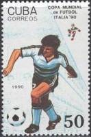 (1990-009) Марка Куба "Футболист 6"    ЧМ по футболу 1990 Италия III Θ