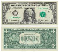 (2009L) Банкнота США 2009 год 1 доллар "Джордж Вашингтон"   UNC